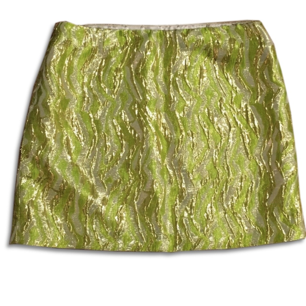 NWT J. Crew Collection Metallic Gold, Lime skirt 4